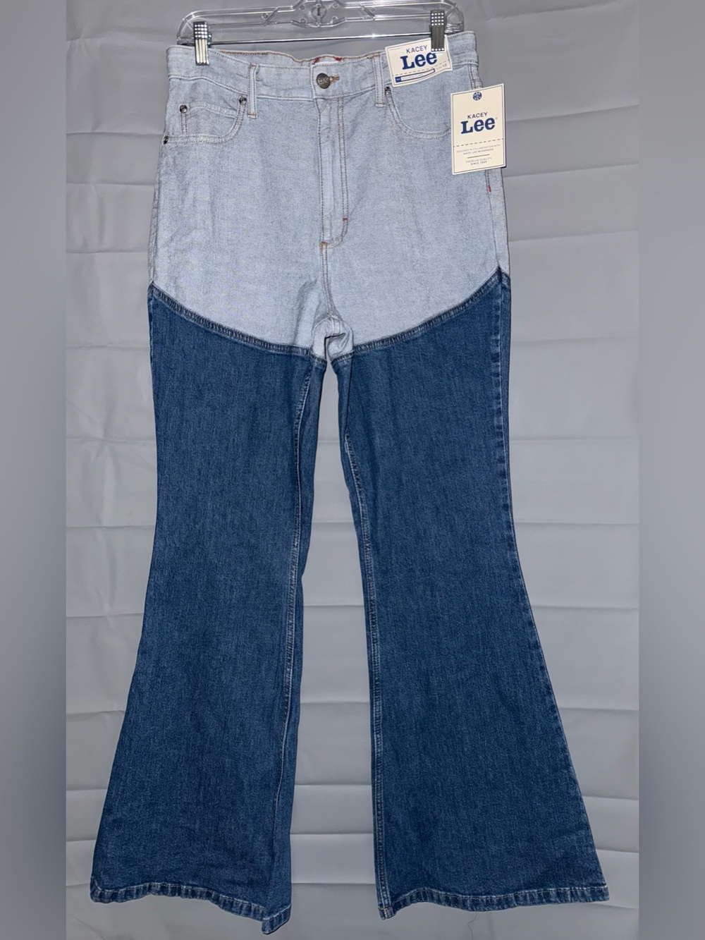 NWT Lee Women's Jeans Kacey Lee Long Denim Chaps Wide Flare Jeans Size 12